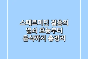 스페르미딘 젊음의 열쇠 효능부터 음식까지 총정리