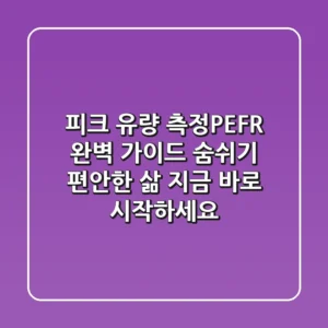 피크 유량 측정(PEFR) 완벽 가이드: 숨쉬기 편안한 삶, 지금 바로 시작하세요!
