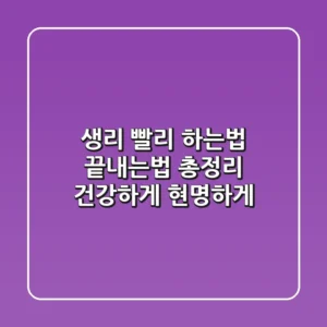 생리 빨리 하는법 끝내는법 총정리: 건강하게, 현명하게!