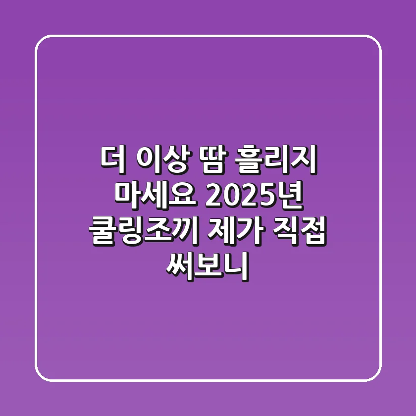 더 이상 땀 흘리지 마세요! 2025년 쿨링조끼, 제가 직접 써보니…