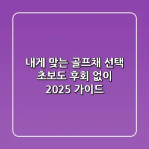 내게 맞는 골프채 선택, 초보도 후회 없이! 2025 가이드