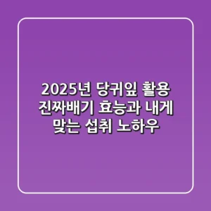 2025년, 당귀잎 활용: 진짜배기 효능과 내게 맞는 섭취 노하우