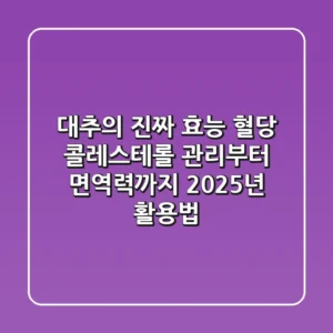 대추의 진짜 효능, 혈당 콜레스테롤 관리부터 면역력까지 2025년 활용법