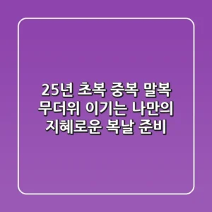 25년 초복 중복 말복: 무더위 이기는 나만의 지혜로운 복날 준비