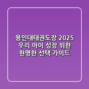 용인대태권도장, 2025 우리 아이 성장 위한 현명한 선택 가이드