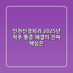 인천신경외과, 2025년 척추 통증 해결의 진짜 핵심은?