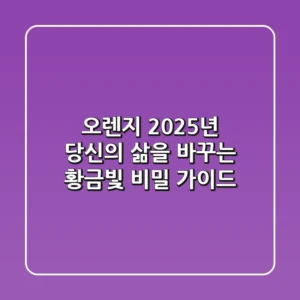 오렌지, 2025년 당신의 삶을 바꾸는 황금빛 비밀 가이드