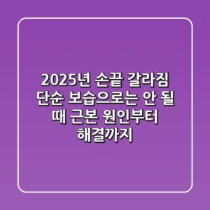 2025년 손끝 갈라짐, 단순 보습으로는 안 될 때: 근본 원인부터 해결까지