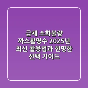 급체, 소화불량? 까스활명수 2025년 최신 활용법과 현명한 선택 가이드