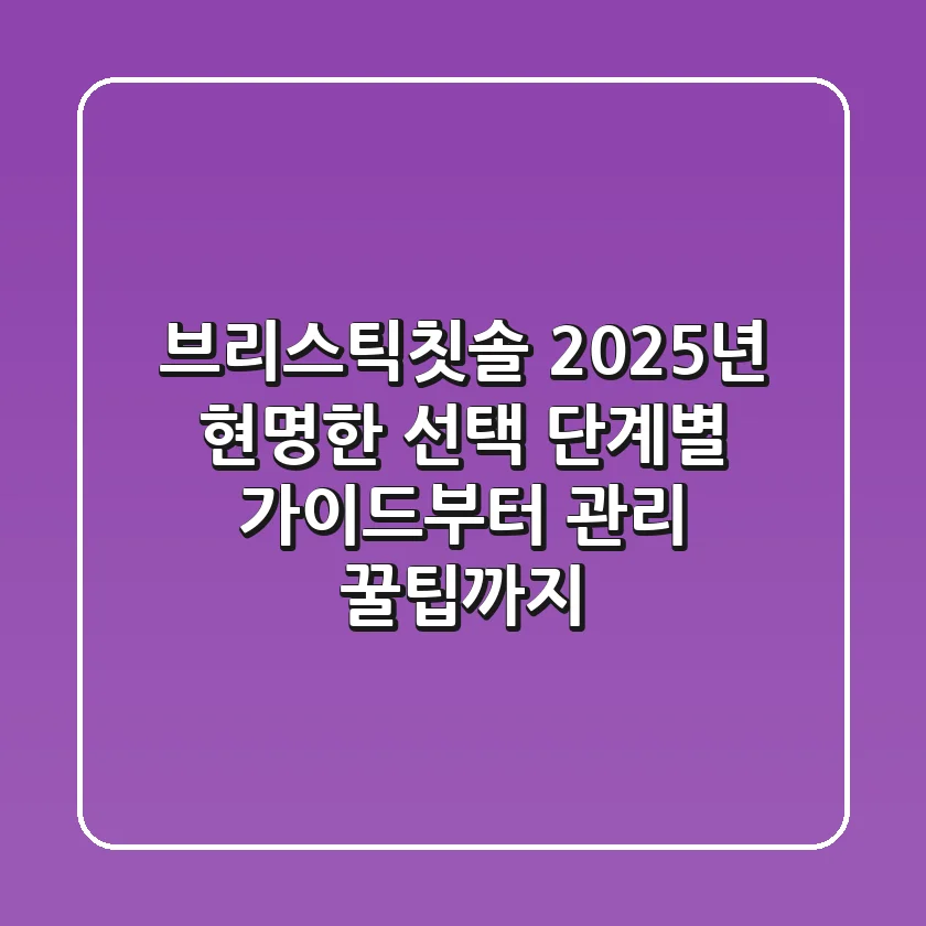 브리스틱칫솔, 2025년 현명한 선택! 단계별 가이드부터 관리 꿀팁까지