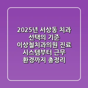 "2025년, 서상동 치과 선택의 기준", 이상철치과의원 진료 시스템부터 근무 환경까지 총정리