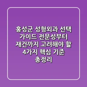 "홍성군 성형외과 선택 가이드", 전문성부터 재건까지 고려해야 할 4가지 핵심 기준 총정리