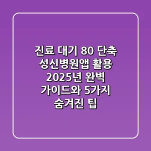 "진료 대기 80% 단축", 성신병원앱 활용 2025년 완벽 가이드와 5가지 숨겨진 팁