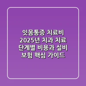 "잇몸통증 치료비", 2025년 치과 치료 단계별 비용과 실비 보험 핵심 가이드