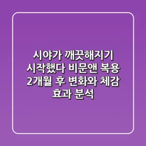 "시야가 깨끗해지기 시작했다", 비문앤 복용 2개월 후 변화와 체감 효과 분석