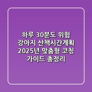 "하루 30분도 위험?", 강아지 산책시간계획, 2025년 맞춤형 코칭 가이드 총정리