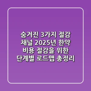 "숨겨진 3가지 절감 채널", 2025년 한약 비용 절감을 위한 단계별 로드맵 총정리