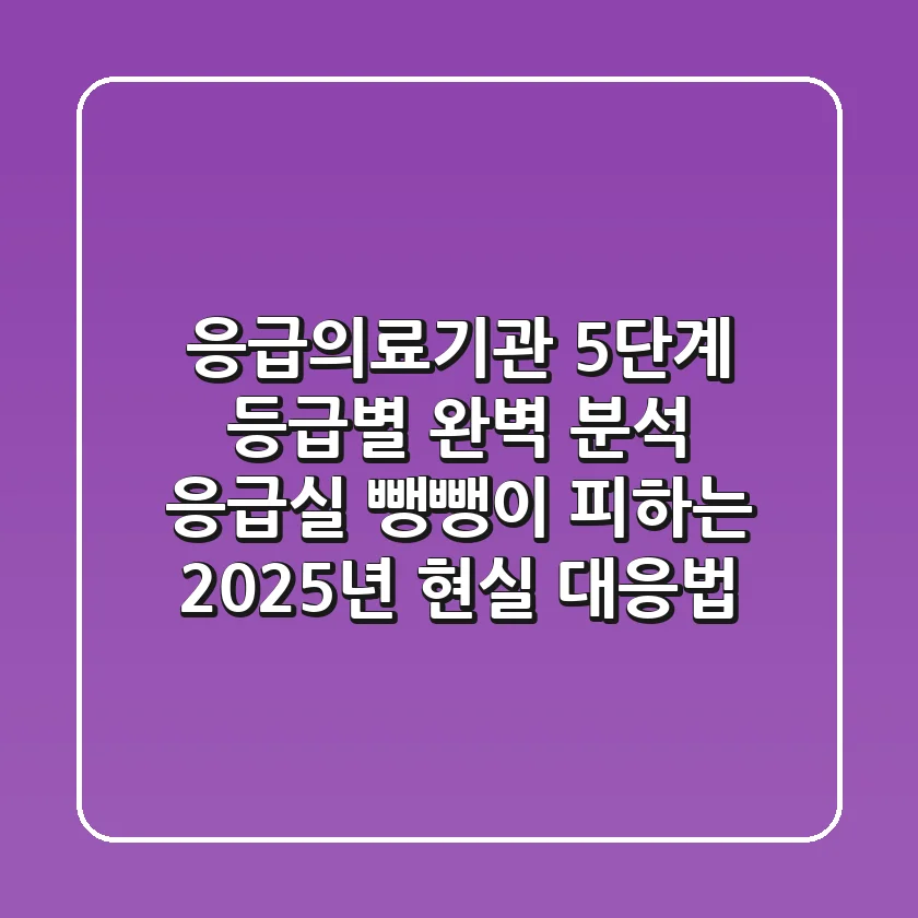 "응급의료기관 5단계 등급별 완벽 분석", 응급실 뺑뺑이 피하는 2025년 현실 대응법