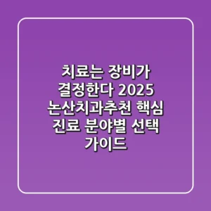 "치료는 장비가 결정한다?", 2025 논산치과추천, 핵심 진료 분야별 선택 가이드