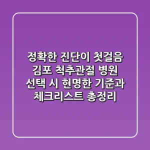 "정확한 진단이 첫걸음", 김포 척추·관절 병원 선택 시 현명한 기준과 체크리스트 총정리