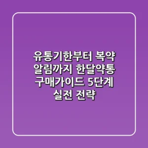 "유통기한부터 복약 알림까지", 한달약통 구매가이드 5단계 실전 전략