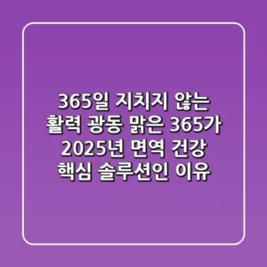 "365일 지치지 않는 활력", 광동 맑은 365가 2025년 면역 건강 핵심 솔루션인 이유