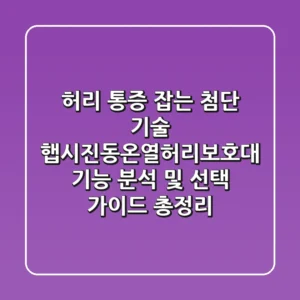 "허리 통증 잡는 첨단 기술", 햅시진동온열허리보호대 기능 분석 및 선택 가이드 총정리