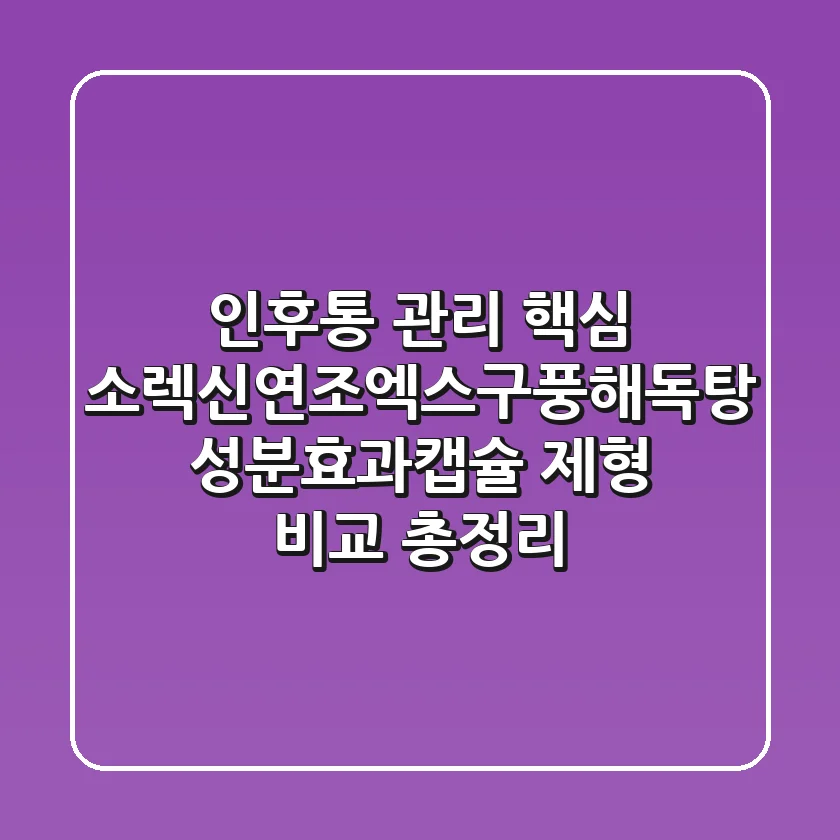 인후통 관리 핵심, '소렉신연조엑스(구풍해독탕)' 성분·효과·캡슐 제형 비교 총정리