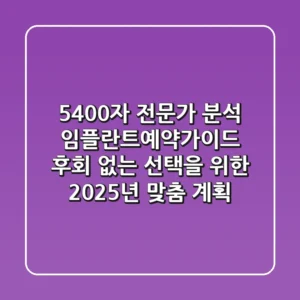 "5,400자 전문가 분석", 임플란트예약가이드: 후회 없는 선택을 위한 2025년 맞춤 계획