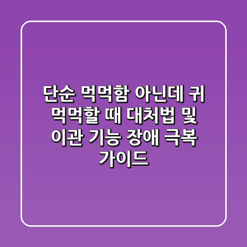 "단순 먹먹함 아닌데?", 귀 먹먹할 때 대처법 및 이관 기능 장애 극복 가이드