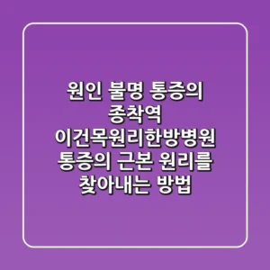 "원인 불명 통증의 종착역", 이건목원리한방병원, 통증의 근본 원리를 찾아내는 방법