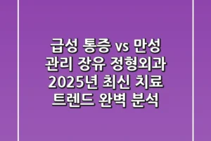“급성 통증 vs 만성 관리”, 장유 정형외과 2025년 최신 치료 트렌드 완벽 분석