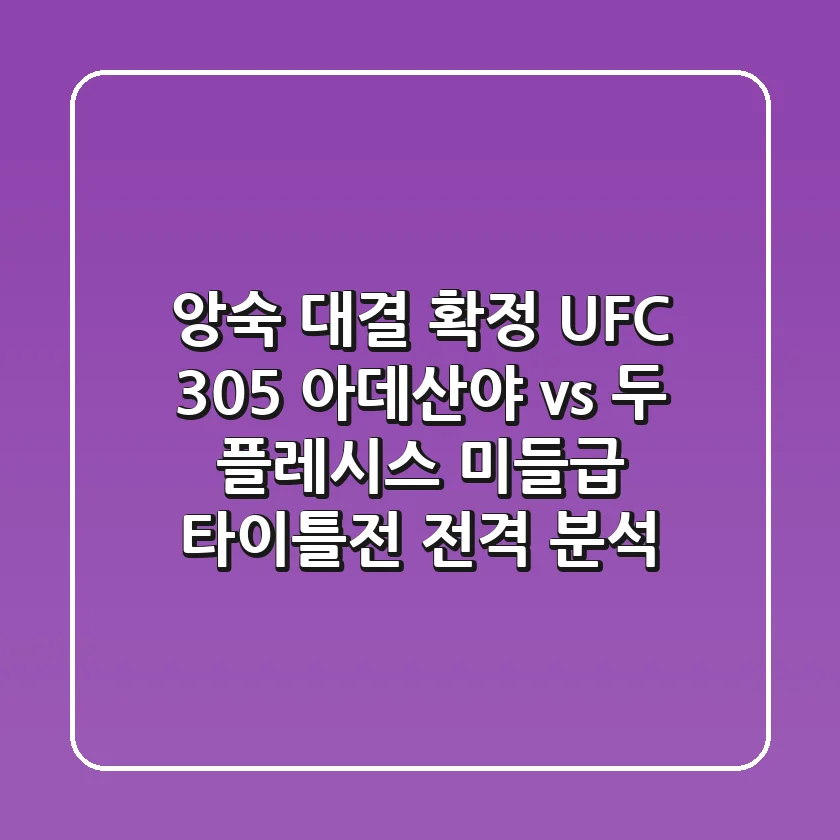 "앙숙 대결 확정!" UFC 305, 아데산야 vs 두 플레시스 미들급 타이틀전 전격 분석