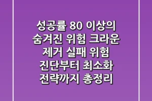 “성공률 80% 이상의 숨겨진 위험”, 크라운 제거 실패 위험 진단부터 최소화 전략까지 총정리