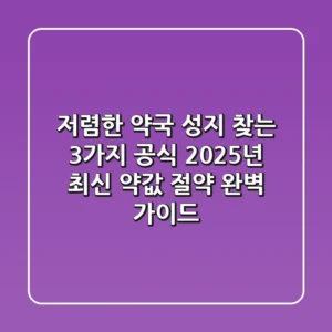 저렴한 약국 성지 찾는 3가지 공식: 2025년 최신 '약값 절약' 완벽 가이드