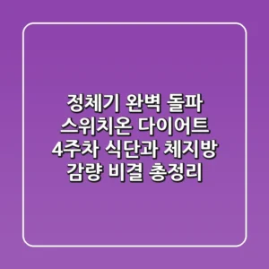 "정체기 완벽 돌파", 스위치온 다이어트 4주차 식단과 체지방 감량 비결 총정리