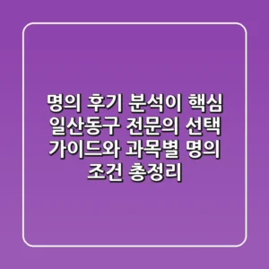 "명의' 후기 분석이 핵심", 일산동구 전문의 선택 가이드와 과목별 명의 조건 총정리