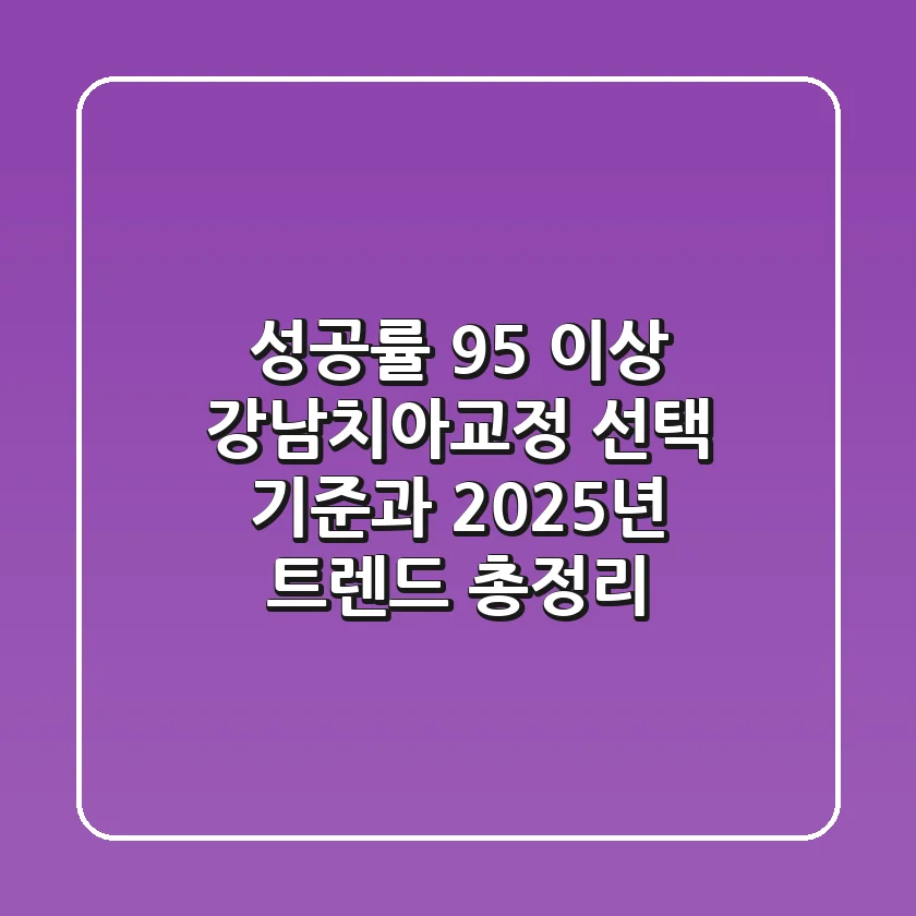 "성공률 95% 이상?", 강남치아교정 선택 기준과 2025년 트렌드 총정리