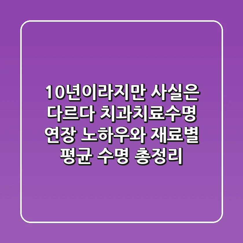 "10년이라지만 사실은 다르다", 치과치료수명 연장 노하우와 재료별 평균 수명 총정리