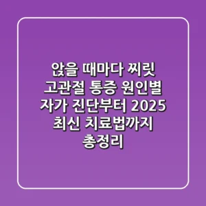 "앉을 때마다 찌릿?", 고관절 통증 원인별 자가 진단부터 2025 최신 치료법까지 총정리