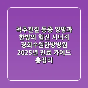척추·관절 통증, "양방과 한방의 협진 시너지" 경희수원한방병원 2025년 진료 가이드 총정리